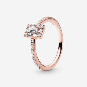 Pandora Sparkling Square Halo Ring - Rose Gold